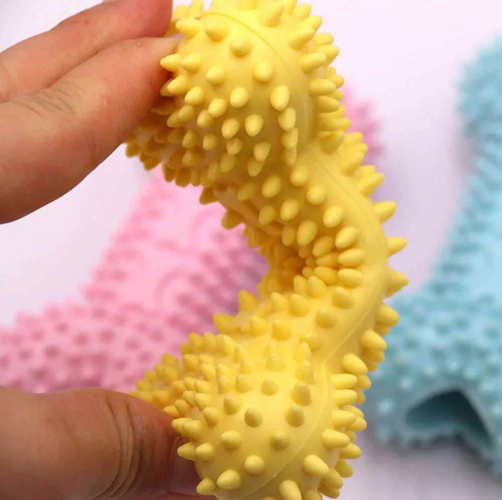 Dog Toys For Small Dogs Indestructible Dog Toy Teeth Cleaning Chew Training Toys Pet Supplies in yellow rubber design.