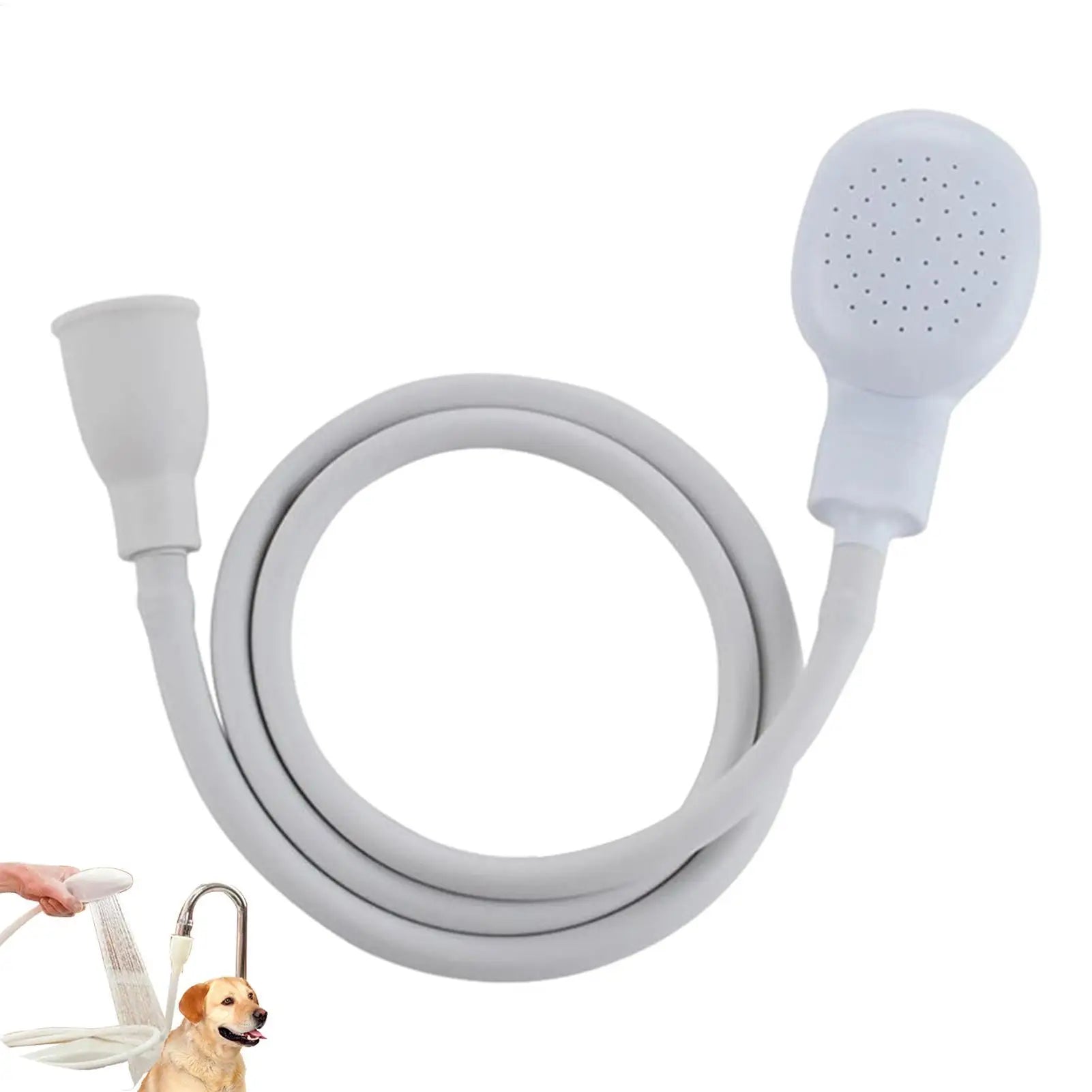 pet bathing shower with flexible hose and handheld spray head for easy dog and cat grooming and cleaning