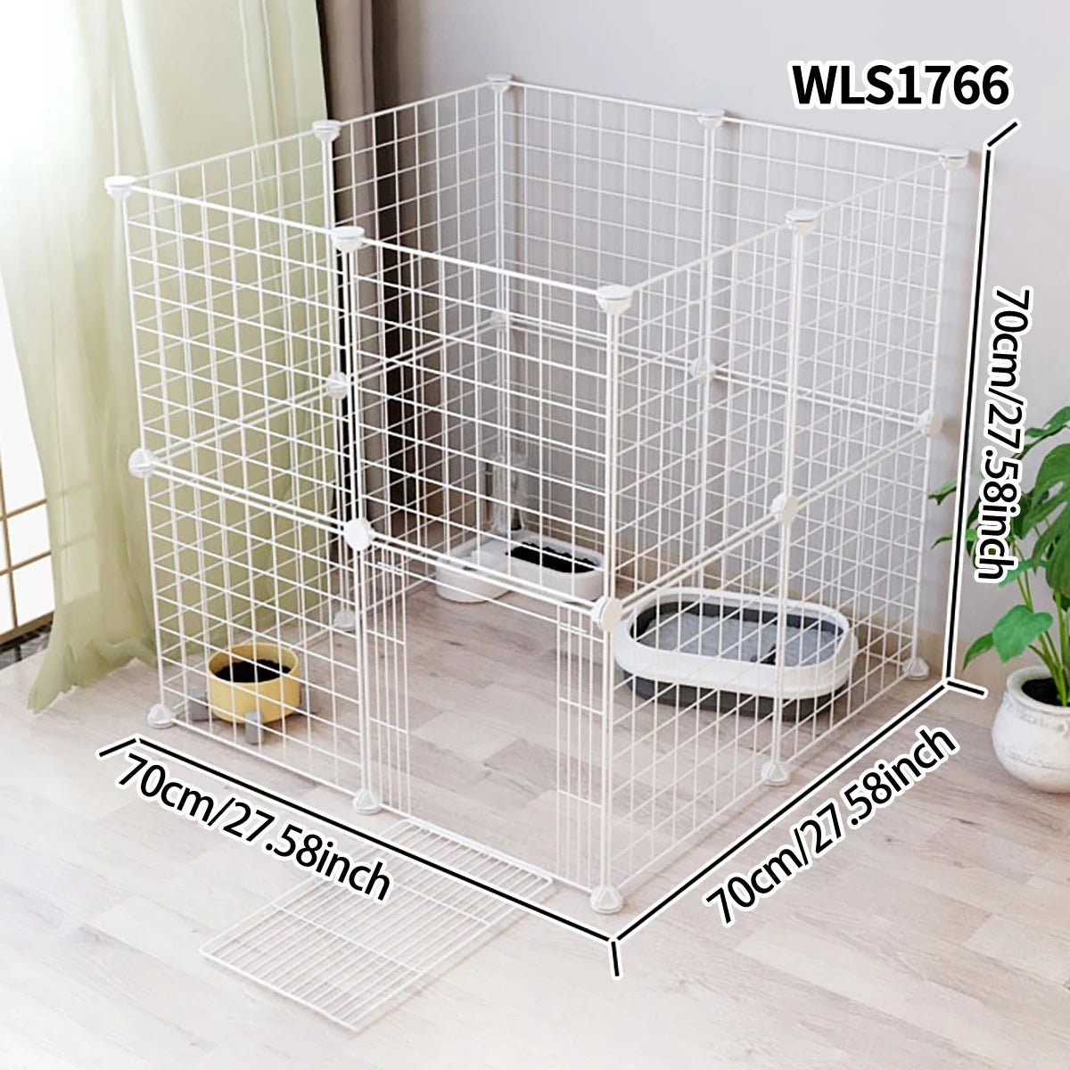 Pet Splicing Fence with Detachable Iron Mesh Gate, Isolation Barrier, Anti-Escape Gate, Indoor Fence, Easy to Assemble, Portable Cage