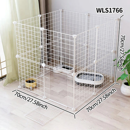 Pet Splicing Fence with Detachable Iron Mesh Gate, Isolation Barrier, Anti-Escape Gate, Indoor Fence, Easy to Assemble, Portable Cage