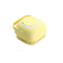 Yellow silicone pet bathing brush with soft bristles for dog and cat grooming, cleaning, and shower massage