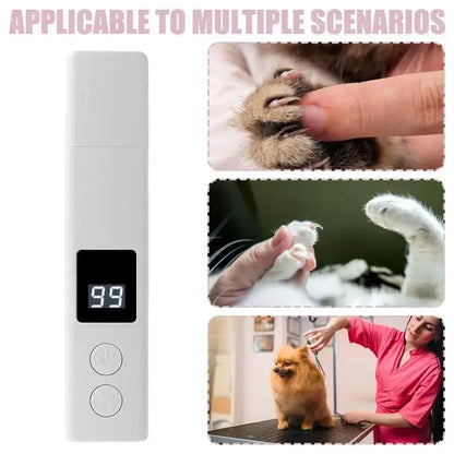 Rechargeable dog nail grinder for cats and small pets, quiet electric nail trimmer with display for home and travel