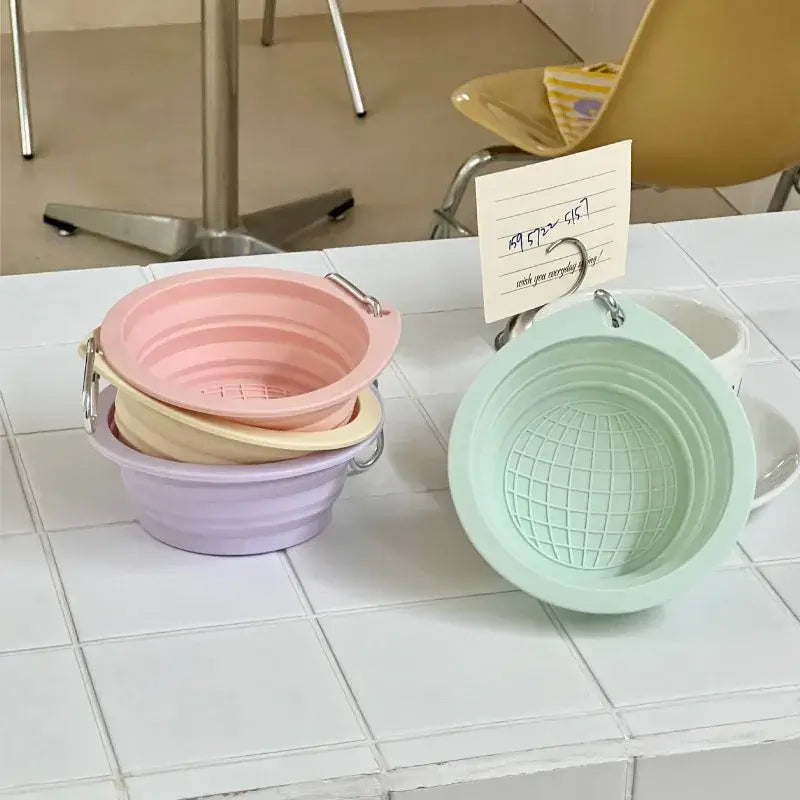 collapsible travel dog bowl portable silicone pet bowl for water and food, lightweight foldable outdoor feeding bowl