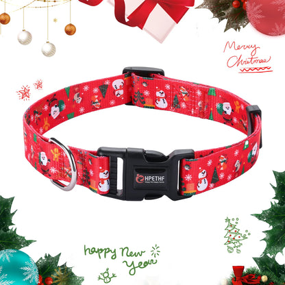 Printed Christmas Dog Collar Pet Collars Adjustable Dog Collars Strong and Durable for Medium Large Dog Collars Pet Accessories