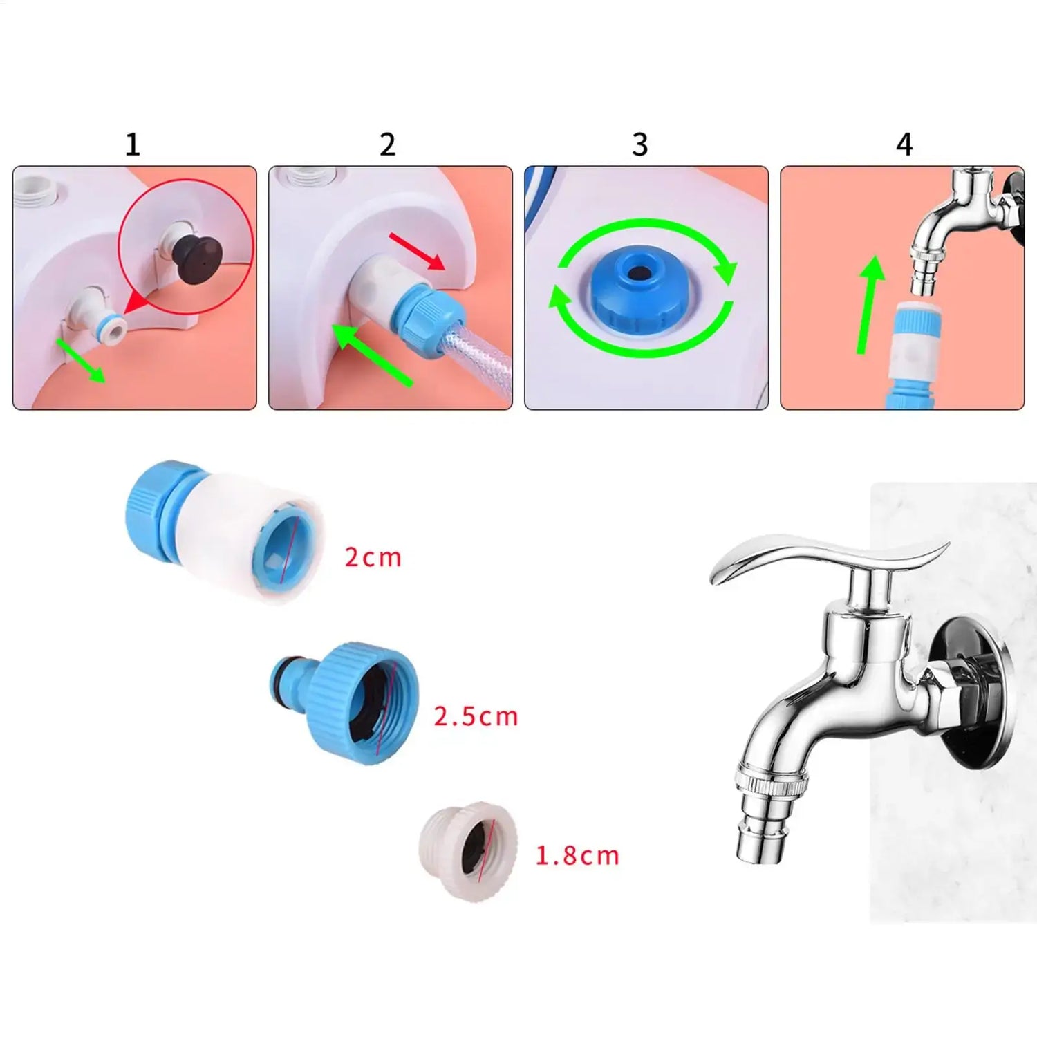 step on dog water fountain adapter for faucet installation with 162cm hose, blue connector for pet drinking dispenser