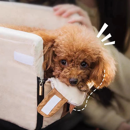 small dog car bed cozy corduroy pet basket for dogs and cats, breathable warm sofa basket for travel