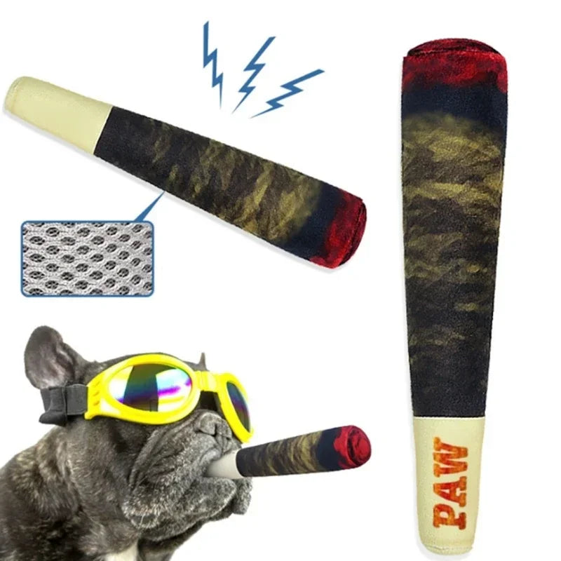 cigar dog toy plush squeaky chew toy for dogs, funny interactive teeth grinding pet gift