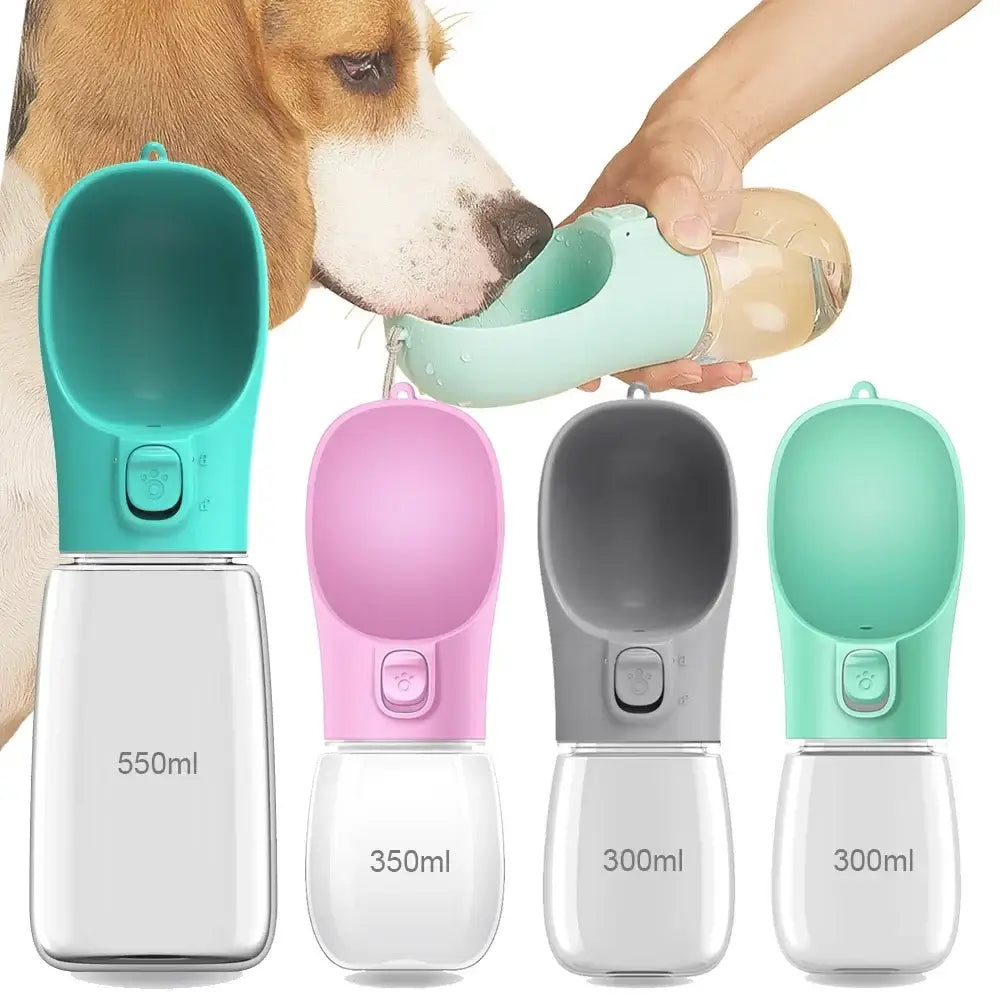 Leakproof dog water bottle for dogs and cats, portable outdoor travel feeder with 550ml capacity