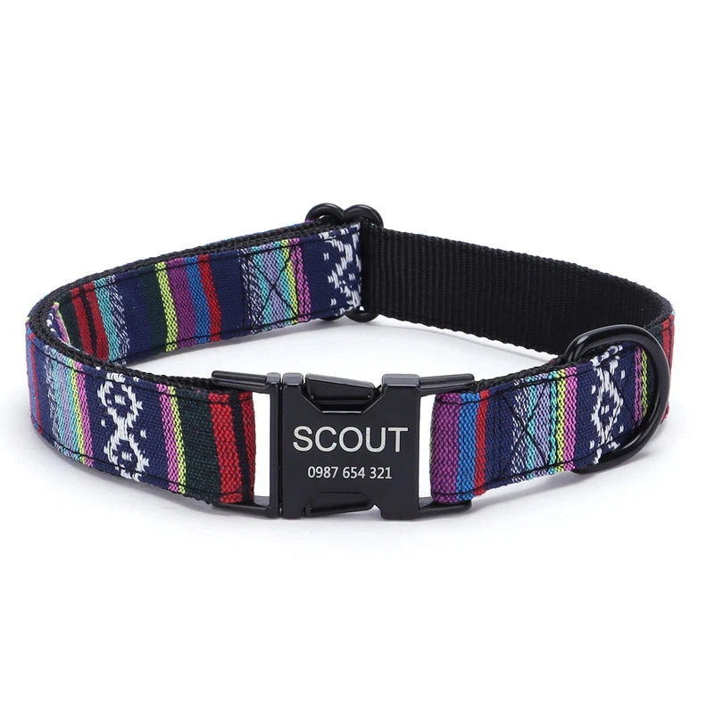 Pet Dog Collar Nylon Personalized Necklace Dog Supplies Free Engraving Name for Small Medium Large Dogs Adjustable Dog Collars
