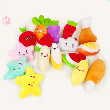 plush squeaky dog chew toy colorful fruit-shaped pet toys for small and medium dogs
