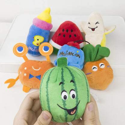 plush squeaky dog chew toy fruit-shaped puppy chew toys set for small and medium dogs