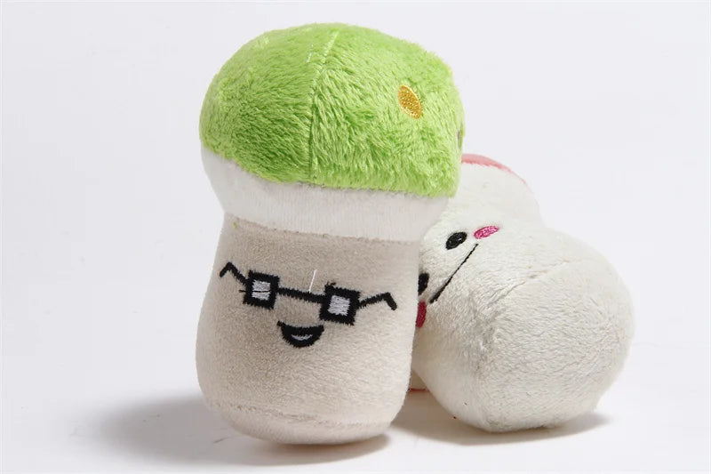 plush squeaky dog chew toy for small and medium dogs, bite resistant plush mushroom pet toy