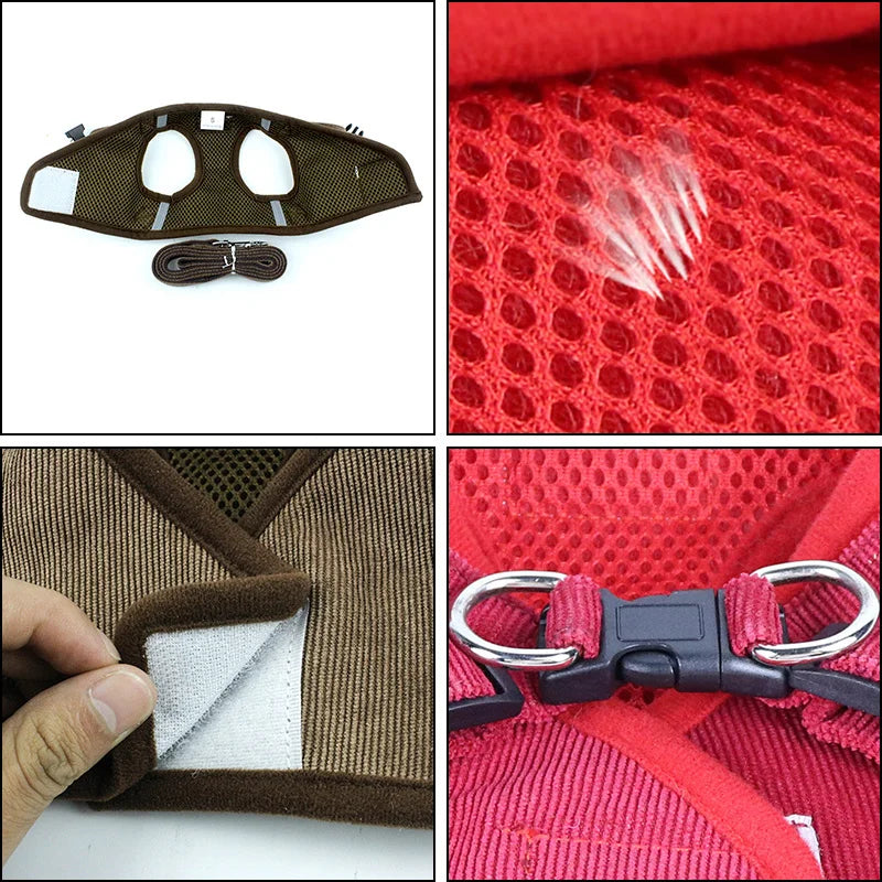 adjustable cat and small dog harness and leash set breathable reflective mesh vest with buckle closure