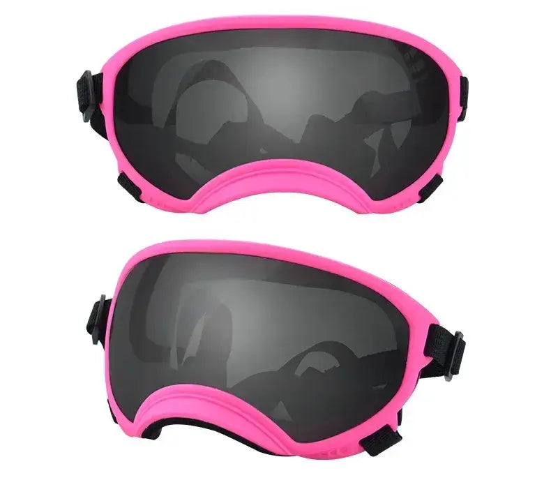 Adjustable dog goggles, pink and black anti-UV pet sunglasses with wind and dust protection for small and large breed dogs