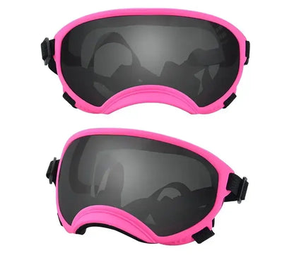 Adjustable dog goggles, pink and black anti-UV pet sunglasses with wind and dust protection for small and large breed dogs