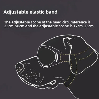 dog sunglasses with adjustable elastic band for 25cm-50cm head circumference, UV eye protection