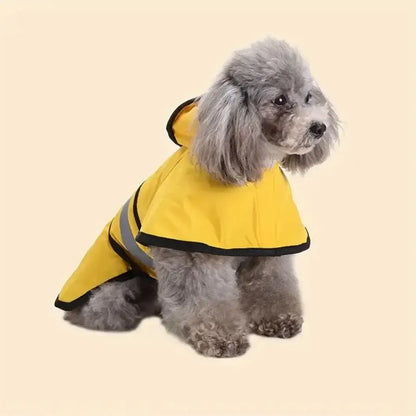 adjustable waterproof dog raincoat for small dogs, yellow hooded pet rain jacket keeps pets dry and comfortable