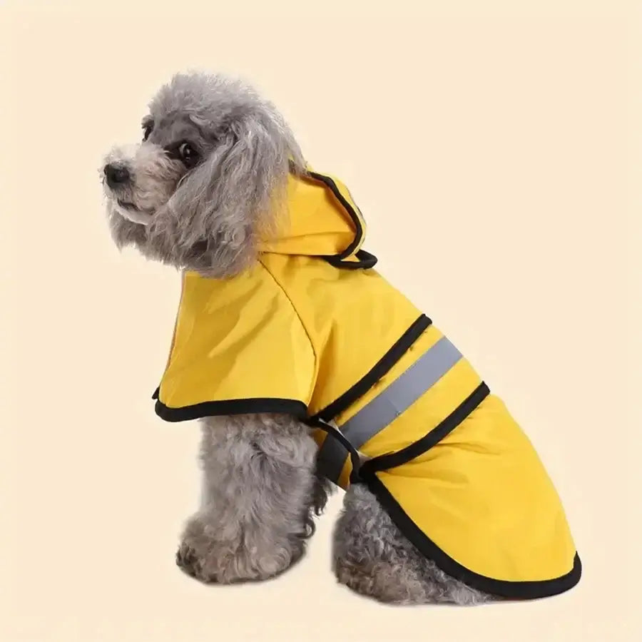 adjustable waterproof dog raincoat yellow polyester windproof hooded dog coat for dry comfort