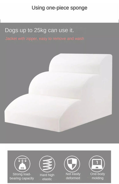 Anti-slip dog stairs for small dogs with zipper, easy to wash and supports dogs up to 25kg.