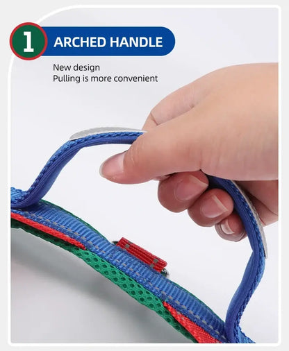 saddle type dog harness with arched handle for easy pulling, padded nylon pet chest strap for small to large dogs