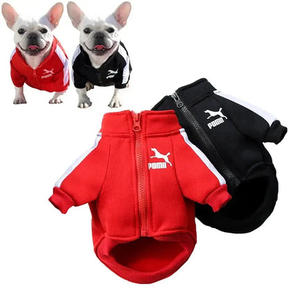 baseball dog jacket for small dogs, red and black puppy pet vest sweatshirt for French Bulldog, Chihuahua, and Pug