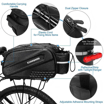 Bicycle Carrier Bag Large Capacity Bike Bags Foldable Rear Seat Bag Bike Rear Basket Waterproof Pannier Trunk Seat Saddle Bags features