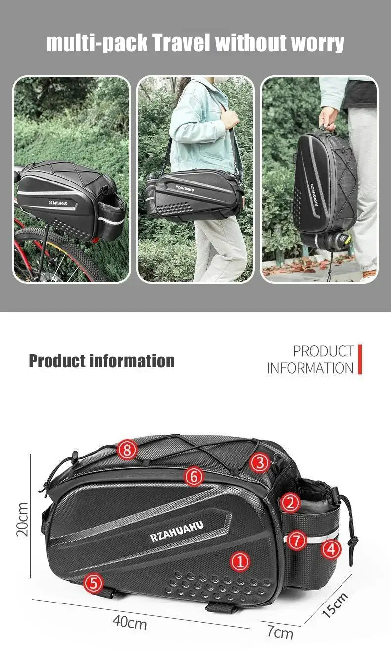 Bicycle Carrier Bag Large Capacity Bike Bags Foldable Rear Seat Bag Bike Rear Basket Waterproof Pannier Trunk Seat Saddle Bags with product dimensions
