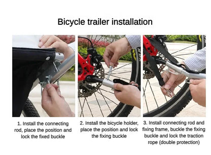 Bicycle trailer installation steps for Outdoor Dog Carriers Small Trailer Portable Folding Storage Small Medium Dogs Travel
