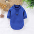 Blue dog winter hoodie for small dogs, solid pullover sweater with ring detail, warm pet sweatshirt for winter