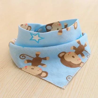 Christmas dog bandana cute soft blue monkey print pet scarf for dogs and cats, durable cotton bib accessory