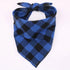plaid cotton dog bandana blue washable triangular scarf for dogs and cats