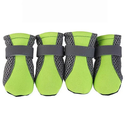 Breathable waterproof dog shoes designed for outdoor walking, featuring a soft and reflective design for extra safety.