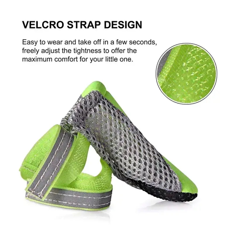 Breathable waterproof dog shoes featuring a velcro strap design for easy adjustment and comfort.