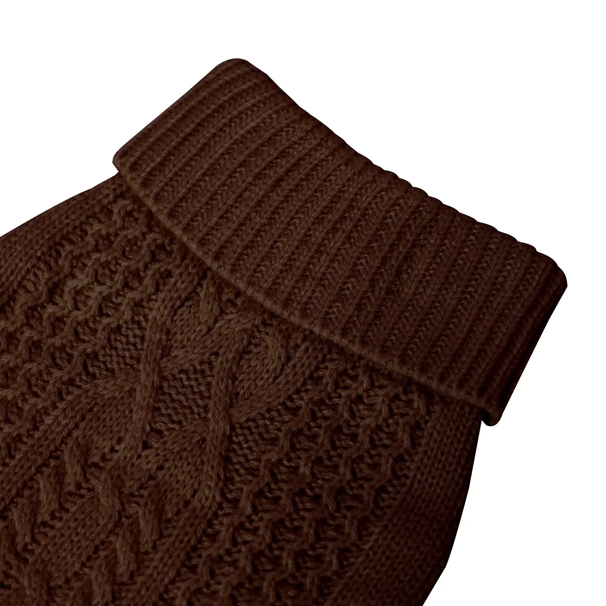 Brown dog winter sweater with ribbed collar, soft knitted pet clothing for warm and comfortable autumn and winter wear