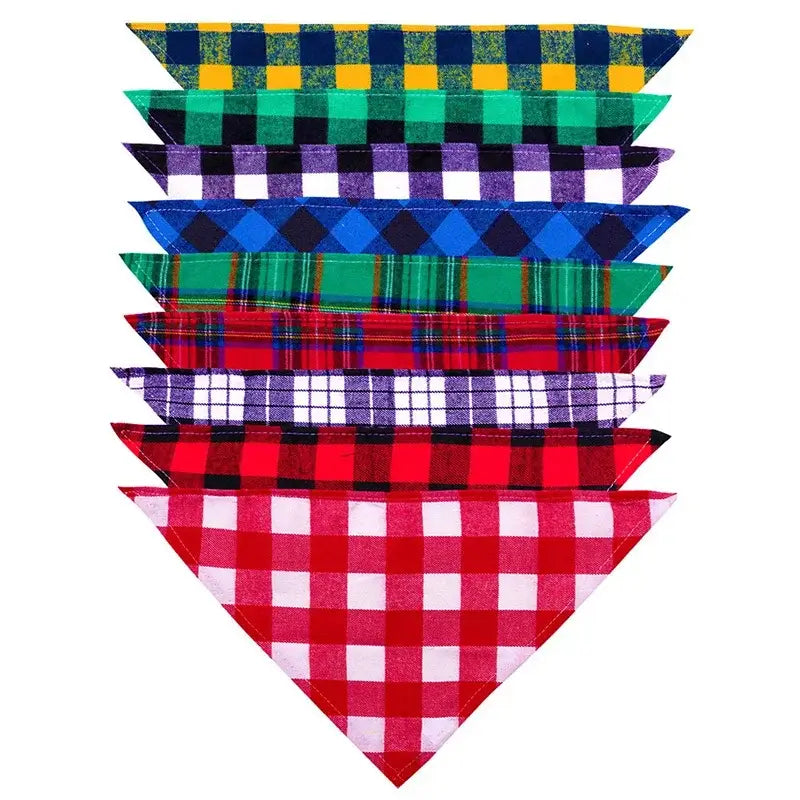red black plaid dog bandana, plaid triangular pet scarf for dogs and cats, soft cloth saliva towel