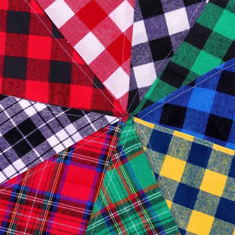 red black plaid dog bandana for pets, soft cloth triangular neckerchief for dogs and cats