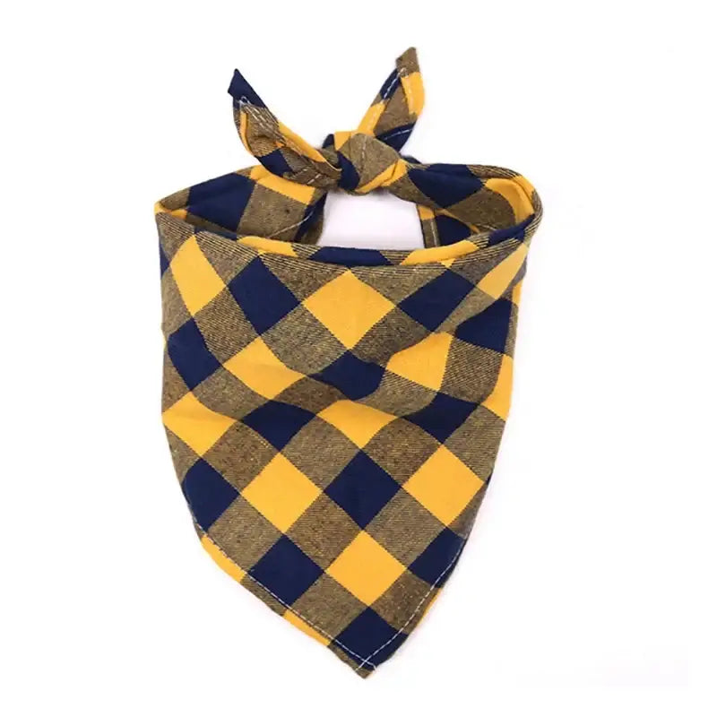 red black plaid dog bandana yellow soft cloth pet neckerchief for dogs and cats, saliva towel