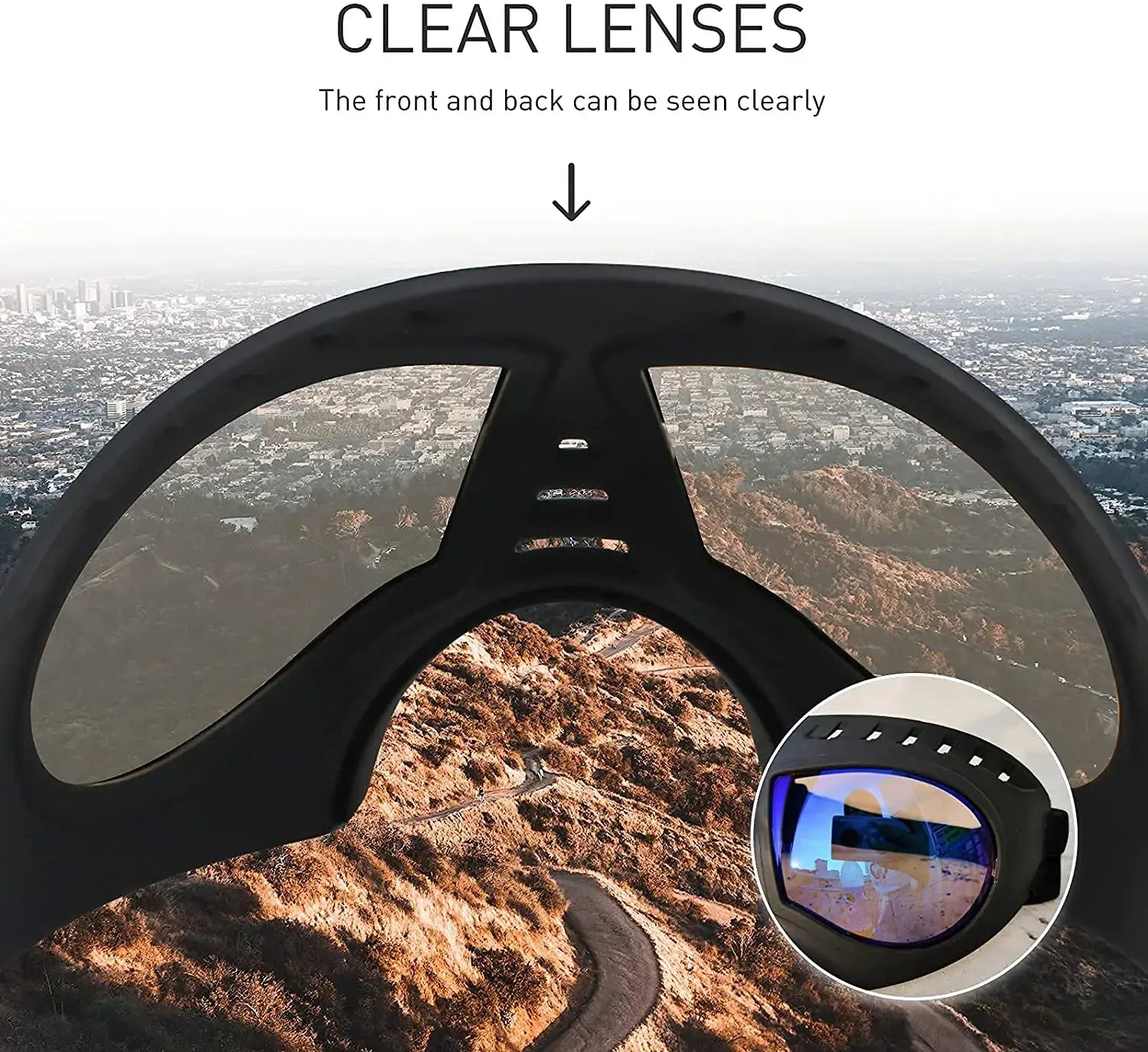 dog sunglasses with UV protection clear lens windproof pet goggles for swimming, skating, and outdoor eye protection