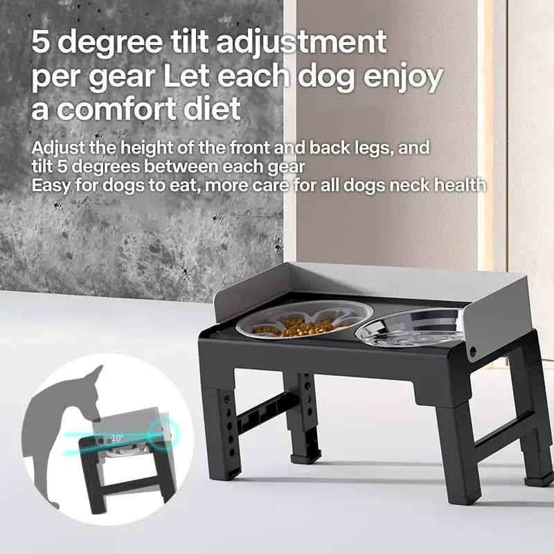 Collapsible Elevated Dog Bowls Adjustable Raised Stand with Double Stainless Steel Food Water Bowls for Small Medium Large Dogs.