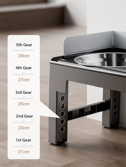 Collapsible Elevated Dog Bowls Adjustable Raised Stand with Double Stainless Steel Food Water Bowls for Small Medium Large Dogs with adjustable height.