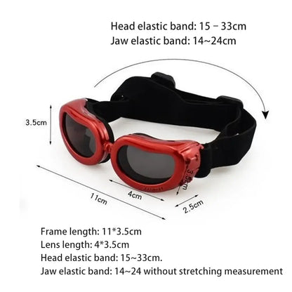 dog sunglasses for small dogs adjustable red pet goggles with UV wind dust protection and elastic strap