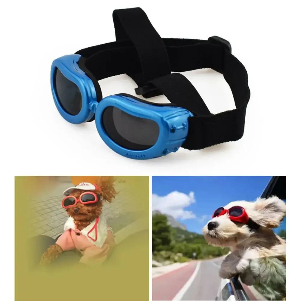 dog sunglasses for small dogs blue UV protection goggles with adjustable strap for small and medium dogs