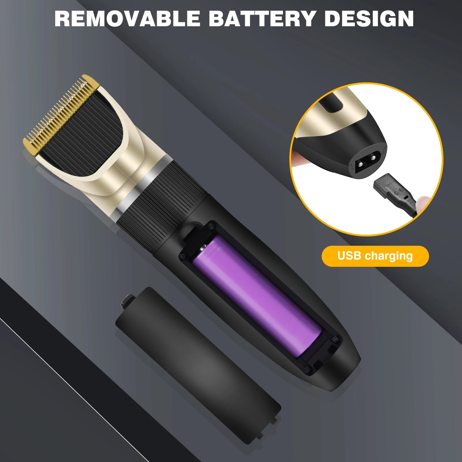 Dog Clippers Cordless Dog Grooming Clippers Rechargeable Pet Hair Trimmer Professional Dog Grooming Kit with 4 Comb Guides - removable battery design