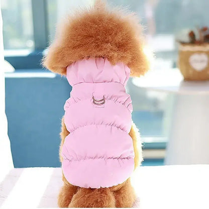 Pink cotton dog jacket with warm straps for medium-sized dogs, autumn-winter pet clothes