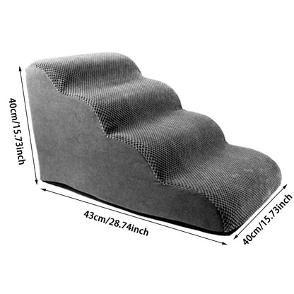 Curved dog stairs ramp designed for high beds and sofas, featuring nonslip sponge filling for small dogs and cats.