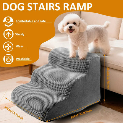 Curved dog stairs ramp for small pets, featuring sturdy, washable design and comfortable nonslip surface for safety.