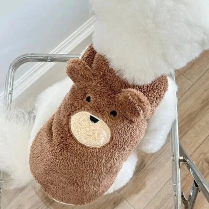 bear dog sweater vest for small dogs and cats, soft warm fleece plush cartoon pet clothes for winter and autumn
