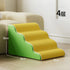 Washable dog ramp for small pets in yellow and green color, designed for easy access to elevated surfaces.