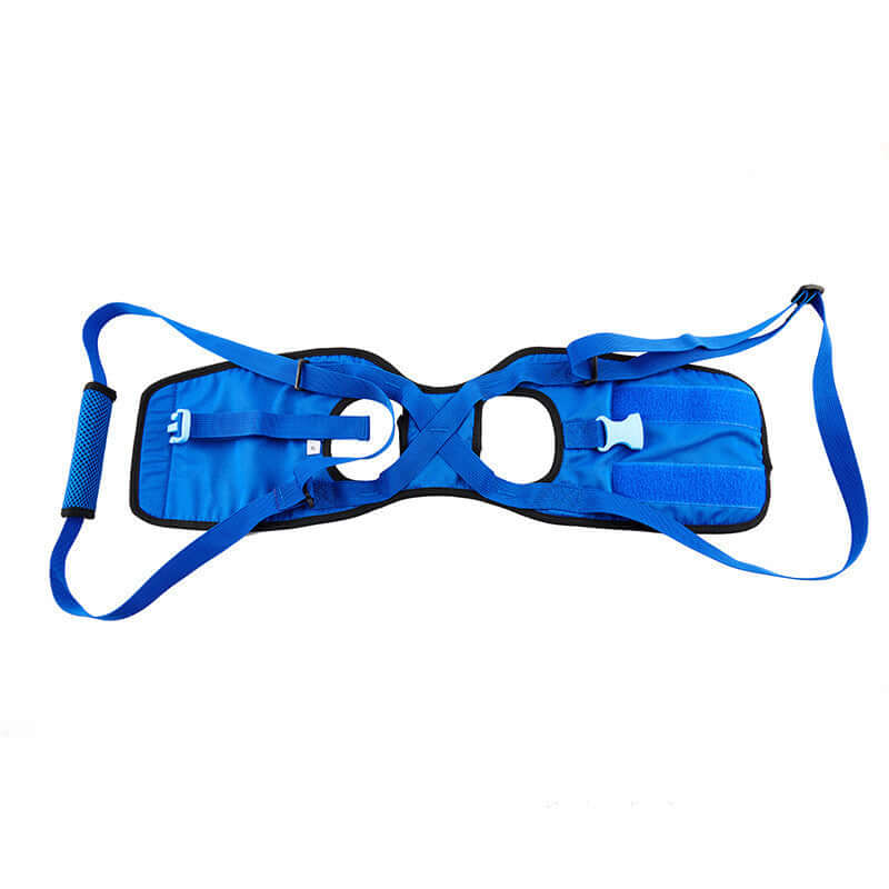 Blue dog walking assist harness designed for older or injured dogs providing comfortable support.
