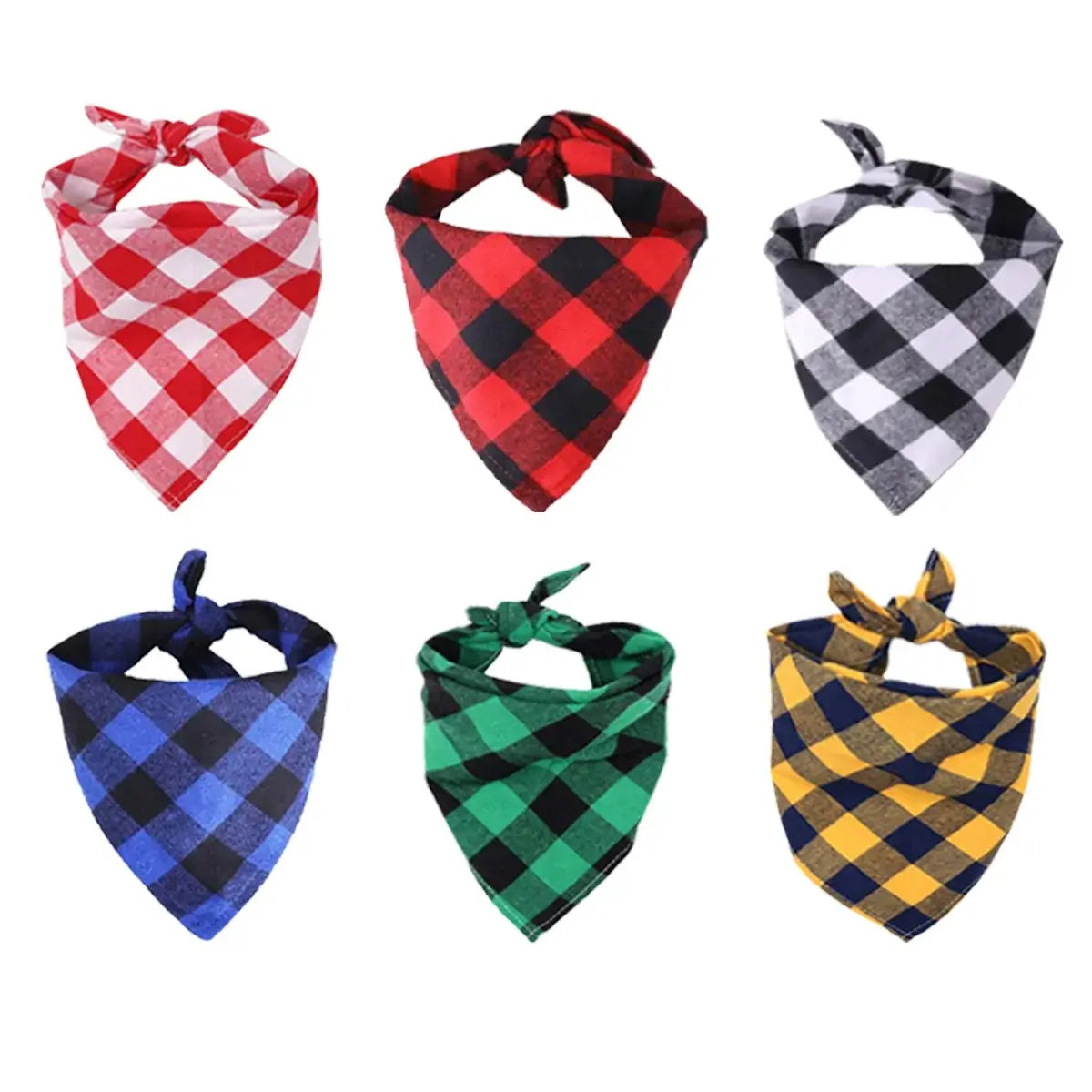 cotton dog bandana plaid pet scarf set with bow tie, washable triangular collar for dogs and cats